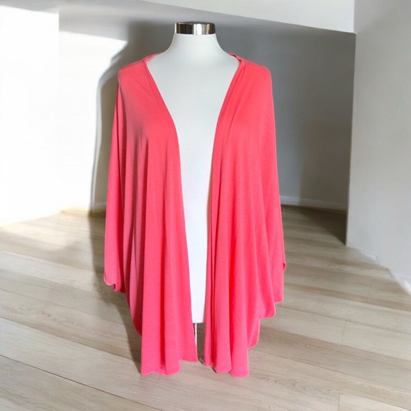 Avenue Coral Open Front Batwing Lightweight Cardigan - Picture 10 of 16